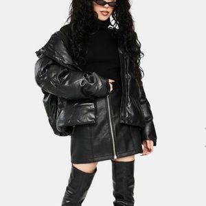 NWT By.Dylan Austin Faux Leather Puffer Coat Jacket ASO Addison Rae